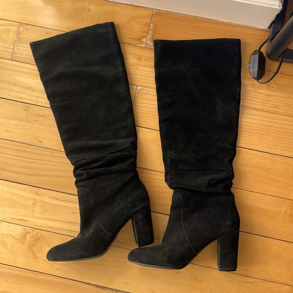 Steve Madden Suede Knee High Black Boots - Picture 2 of 5